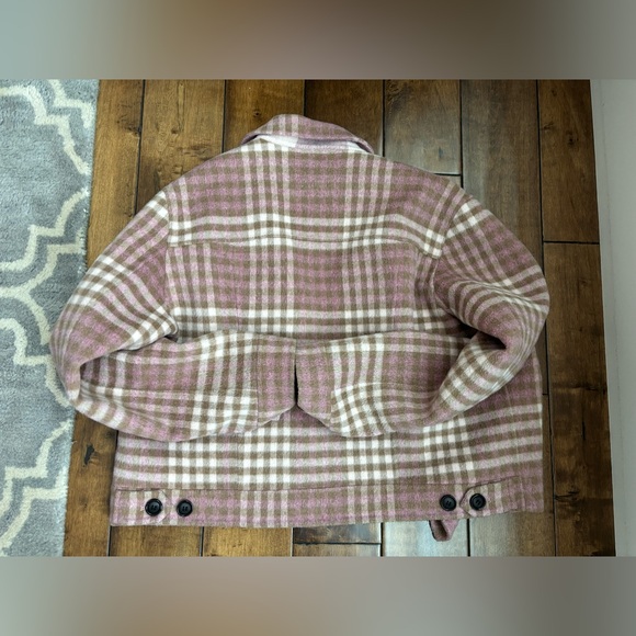 Rails Steffi Plaid Jacket Size Large Mauve Ivory Wool Blend - Picture 6 of 6
